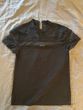 Express Black Lace Yoke Short Sleeve Tee